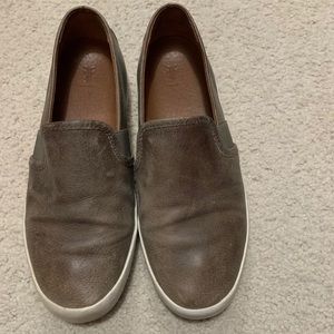 Frye brown leather slip ons size 7